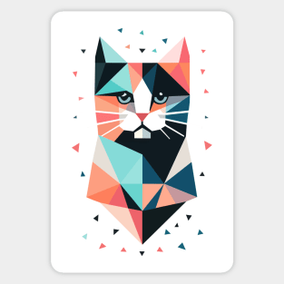 Geometric Cat Retro Design Sticker